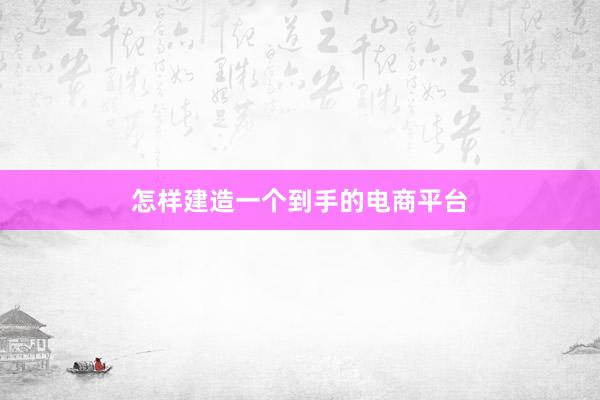 怎样建造一个到手的电商平台